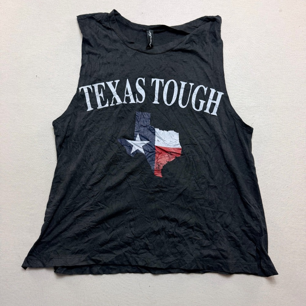 Miami Style Muscle Tank Men Large Black Excellent Texas Tough Graphic Tee